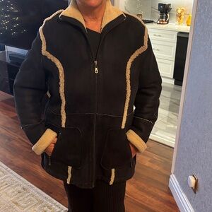 Women's Genuine Black Shearling Jacket